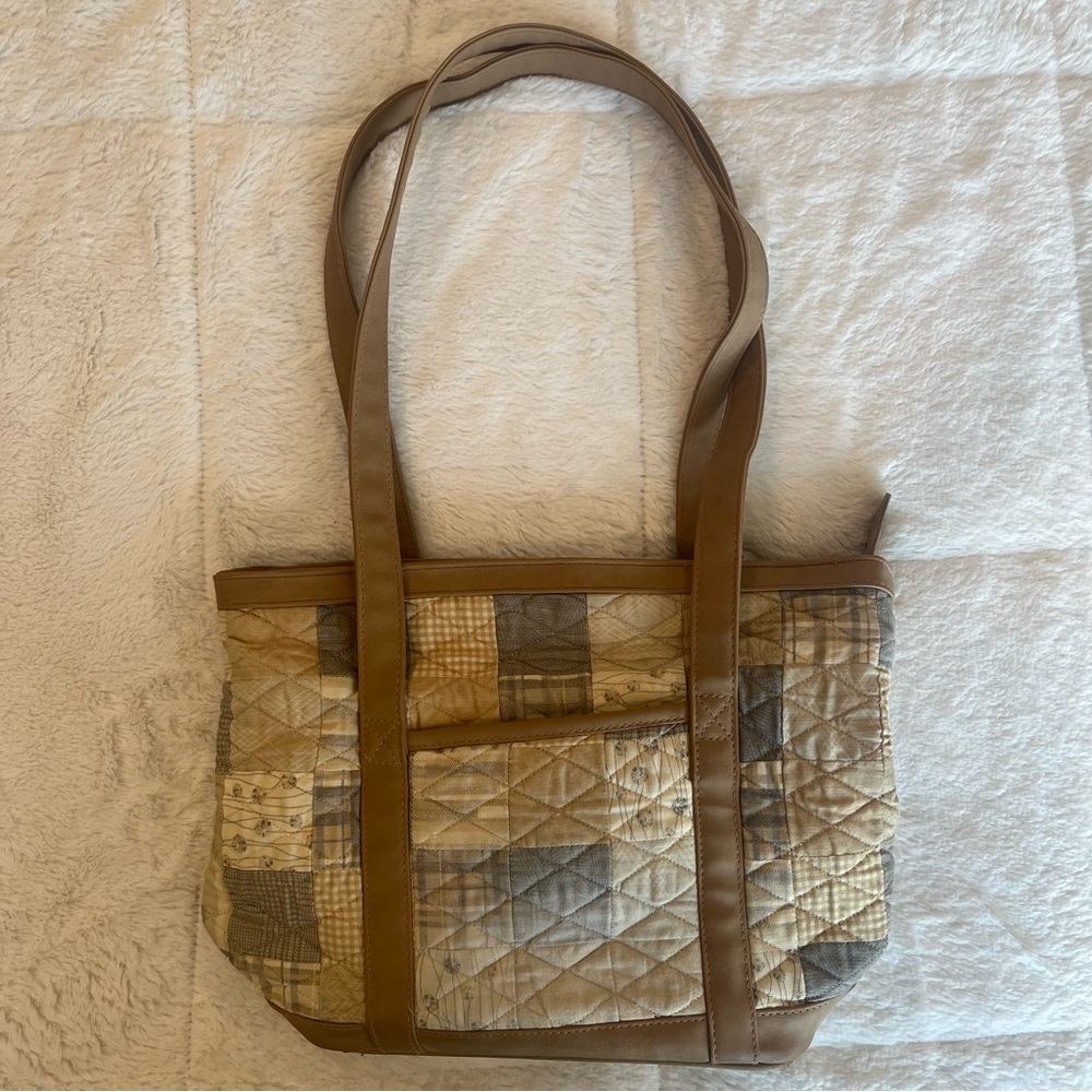 Patchwork Tote Bag in Brown and Tan